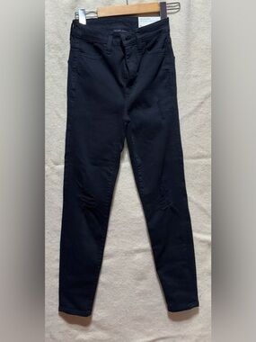 American Eagle Highest Rise Jegging Black Distressed Stretch Jeans Wom Size 000